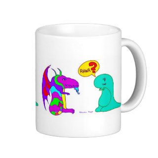 Funny Cartoon Dinos Cute Dinosaur Dragon Rawr? Mugs