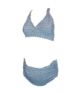 Womens Maternity 2 Piece Halter Bikini Skirtini Swimsuit Swimwear Print S L (Small (2/4), Green/White Knot)