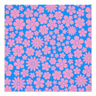 Pink and Blue Wildflowers Pattern Custom Announcement