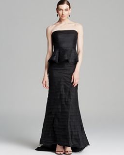 Adrianna Papell Gown   Strapless Tiered Ruffle Peplum's