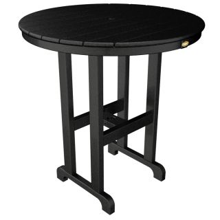 Trex Outdoor Furniture Monterey Bay 35.13 in Charcoal Black Round Plastic Patio Bar Height Table