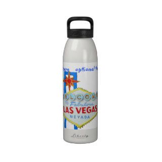 Las Vegas Welcome Sign on White Drinking Bottles