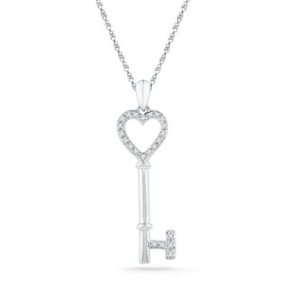 CT. T.W. Diamond Heart Key Pendant in Sterling Silver   Zales