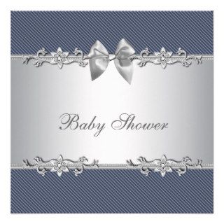 Elegant Blue and Gray Baby Boy Shower Personalized Announcements