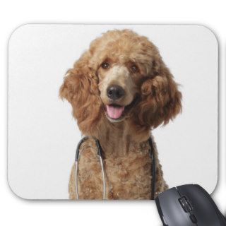 Golden Poodle Dog wearing a stethoscope Mousepads