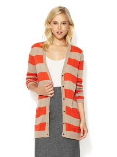Feather Weight Striped Cashmere Cardigan by Magaschoni