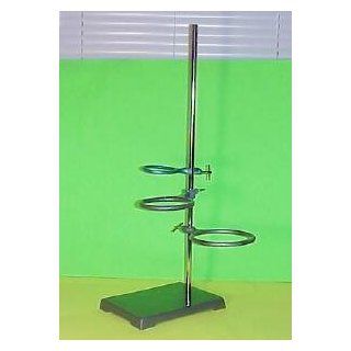 Heavy Laboratory Support Ring Stand w Wire Gauze Mesh 3 Support Rings Science Lab Support Rings