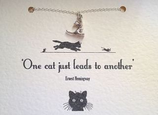 ernest hemingway cat lover necklace by literary emporium
