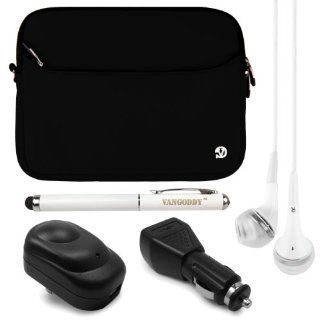VanGoddy Neoprene Sleeve for Samsung Galaxy Tab 4, 3, 2, / Tab Pro / Note 10.1 inch Tablet + USB Wall & Car Charger + Laser Stylus Pen + White Headphones (Black) Computers & Accessories