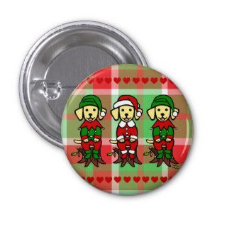 Christmas Three Yellow Lab Puppies Pinback Buttons