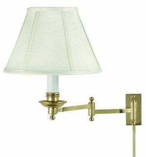 House of Troy LL660 PB Library Lamp Collection Swing Arm Wall Lamp Polished Brass with Off white Softback Shade   Wall Sconces  
