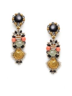 Quartz & Multi Bead Drop Earrings by Ranjana Khan