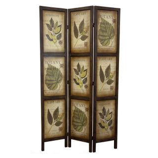Oriental Furniture Room Dividers 3 Panel Dark Walnut Folding Indoor Privacy Screen