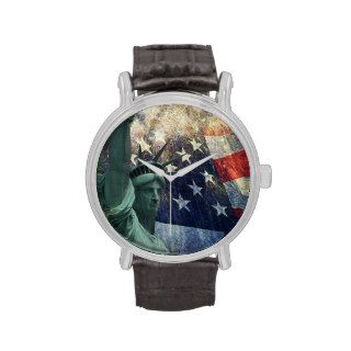 Statue of Liberty & American Flag with Fireworks Watch