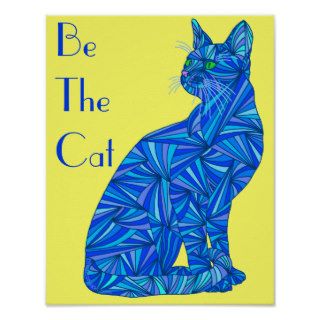 x Blue Abstract Be The Cat 8" x 10" Poster Print