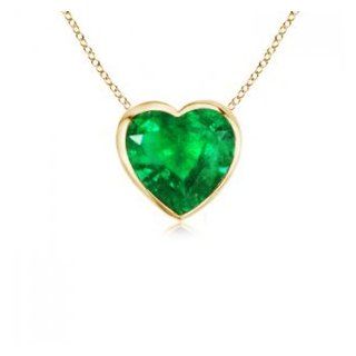 Bezel Set Emerald Heart Pendant in 14K Yellow Gold Quality Best Jewelry Products Jewelry