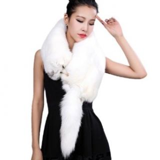 Arctic Fox Fur Scarves Shawl White 52" Clothing