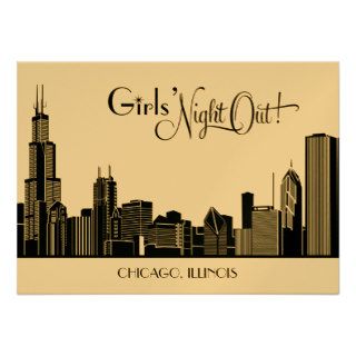 Bachelorette Party Invitations  Chicago Skyline Custom Invitations