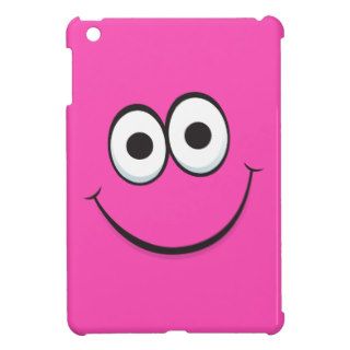 Happy smiling hot pink cartoon smiley face funny case for the iPad mini