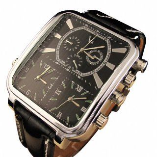 Youyoupifa Double Quartz Movement Synthetic Leather Strap Men's Wrist Watch (Black) at  Men's Watch store.