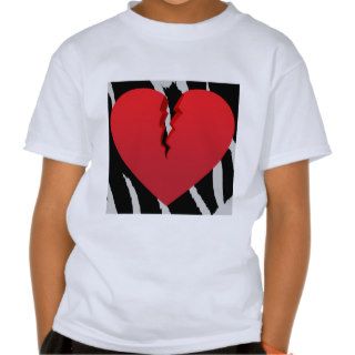 heart50 BROKEN RED HEART ZEBRA ANIMAL PRINT BACKGR T Shirts