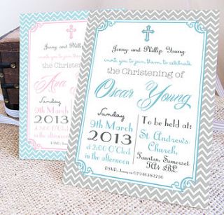personalised 'christening' invitations by precious little plum