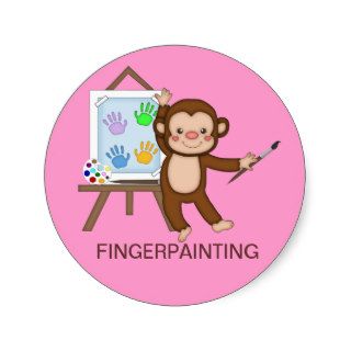 FINGERPAINTING MONKEY for Back to School Stickers