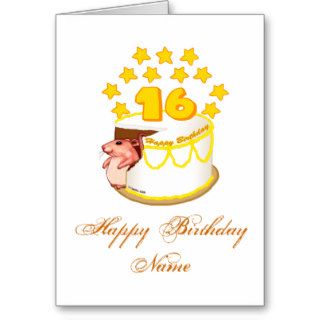 16 Year Old Birthday Cake Mouse Greeting Cards