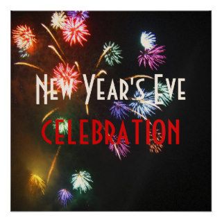 New Year' celebration, fireworks champagne bubbles Custom Invites