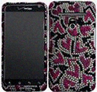 Black Pink Heart Bling Gem Jeweled Crystal Cover Case for LG Esteem MS910 Revolution VS910 Cell Phones & Accessories