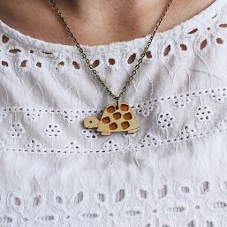 wooden turtle necklace by ginger pickle