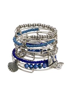 Set of 12 Blue Bead & Nautical Charm Bangle Bracelets by Alex & Ani