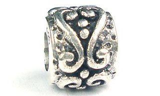 Sterling Silver Large Hole Sterling Scroll Bead (ea) Fits Pandora, Chamilia, Biagi, Troll, PerlAmore, Caprice and other interchangeable bead systems