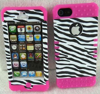 iPhone 5 Case Heavy Duty ishield Hybrid Snap Zebra with Hot Pink Cell Phones & Accessories