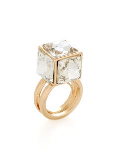 Clear Stone Cube Ring by Kenneth Jay Lane