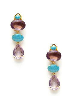 Amethyst & Turquoise Triple Drop Earrings by Bounkit