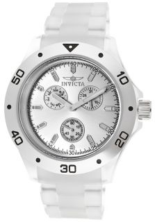 Invicta 1663  Watches,Mens Silver Dial Clear Transparent Plastic, Casual Invicta Quartz Watches