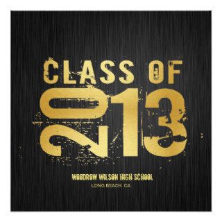 Elegant Black & Metallic Gold Class of 2013 Invitation