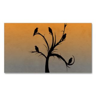 A Bare Tree with Silhouettes of Crows Business Card Template