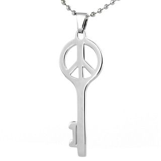 Elya Designs Stainless Steel Peace Sign Key Necklace West Coast Jewelry Stainless Steel Necklaces
