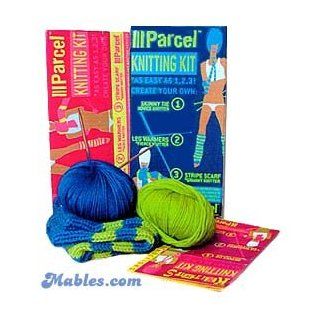 Loop Parcel Knitting Kit   Skinny Tie, Leg Warmers, Stripe Scarf   Yellow and Burgundy Colors Arts, Crafts & Sewing