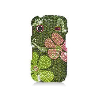 Samsung Repp R680 SCH R680 Bling Gem Jeweled Jewel Crystal Diamond Green Flower Cover Case Cell Phones & Accessories