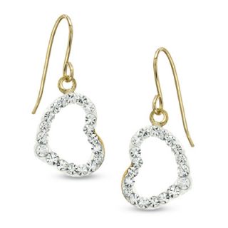 14K Gold Crystal Heart Dangle Earrings   Zales