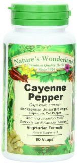 Nature's Wonderland Cayenne Pepper , Vegetarian Formula.675 mg, 60 Capsule Bottle Health & Personal Care