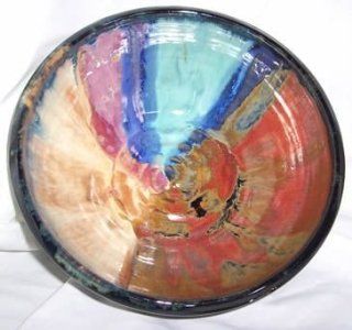 Rainbow Wheel Thrown Serving Bowl 4 weeks to ship Soup Cereal Bowls Kitchen & Dining