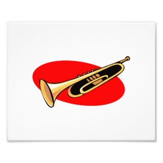 Trumpet Simple Design Red Background Photographic Print