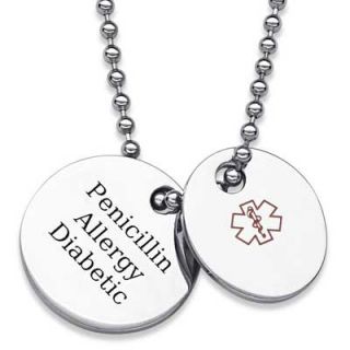 Medical Alert Disc Pendant in Stainless Steel   20 (3 Lines)   Zales