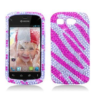 Aimo KYOC5170PCLDI686 Dazzling Diamond Bling Case for Kyocera Hydro C5170   Retail Packaging   Zebra Hot Pink/White Cell Phones & Accessories
