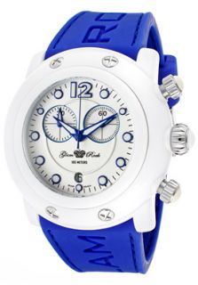 Glam Rock GK1148  Watches,Womens Miami Beach Chronograph White Dial Blue Silicone, Chronograph Glam Rock Quartz Watches