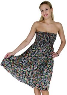 La Leela Cotton Multicolor Floral Print Backless Halter Short Casual Tube Dress